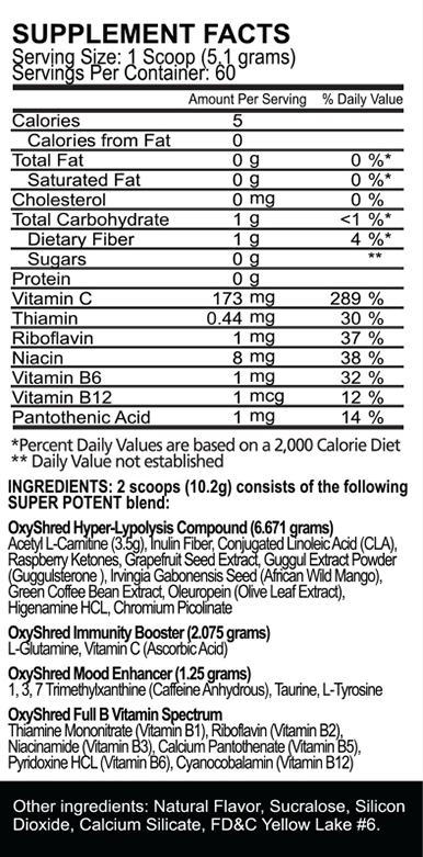 Oxyshred ingredients