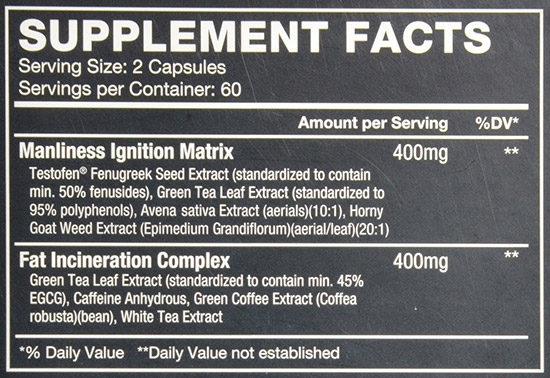 TestX180-ignite-supplement-facts