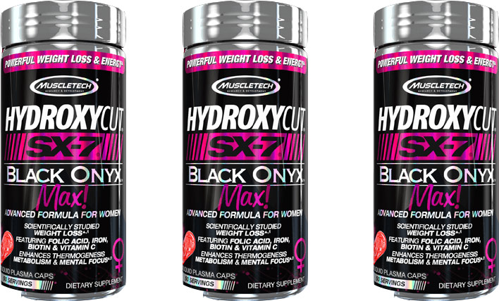 MuscleTech Black Onyx SX-7 Health Series - Probiotic, Fish Oil, Amino & Hydroxycut Supplements Bundle