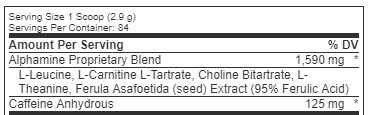 Alphamine-ingredients