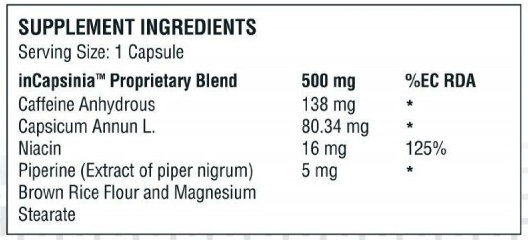 Capsiplex Sport ingredients