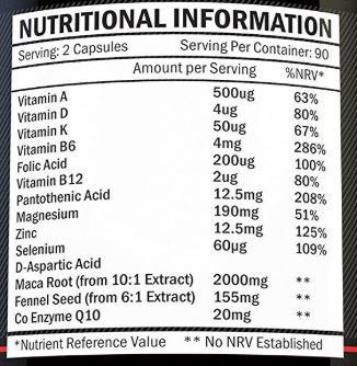 Test Boost ingredients