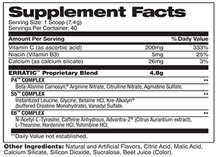 Erratic Pre-Workout ingredients