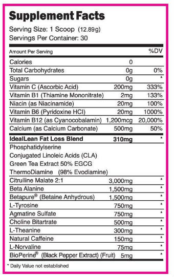 Ideallean Pre-Workout Ingredients